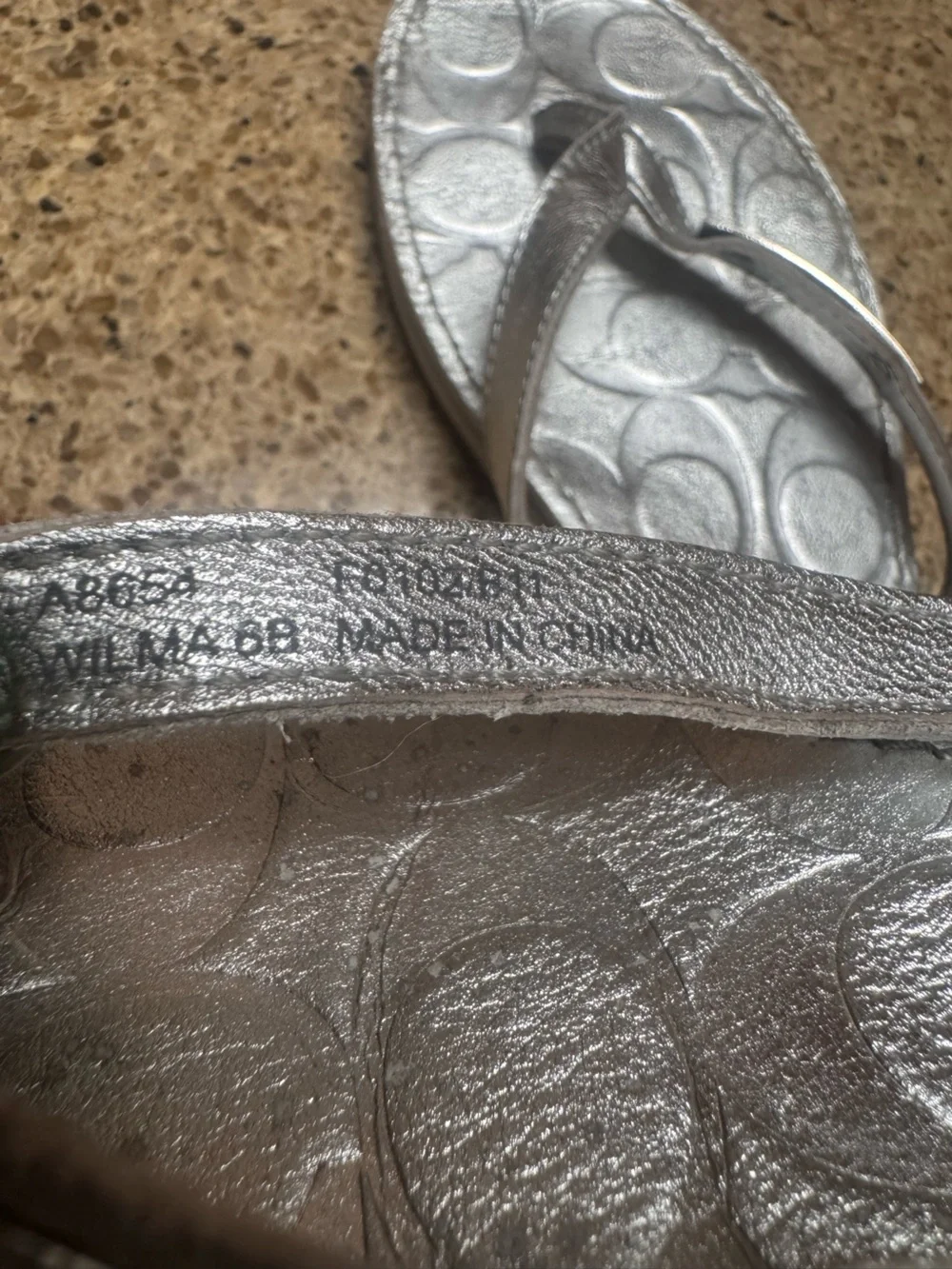 Coach Poppy Silver Women's Flip Flop Sandals - Metallic Casual Summer Slides